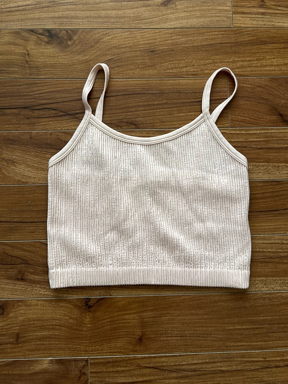 Rose + Vine Seamless Ribbed Cami Crop Top Pastel Pink - Size XS/S